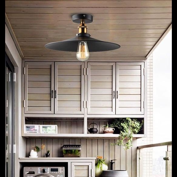 Modern Industrial Ceiling Light Lid Shape Light 1 Light Wrought Iron Bedroom Ceiling Light