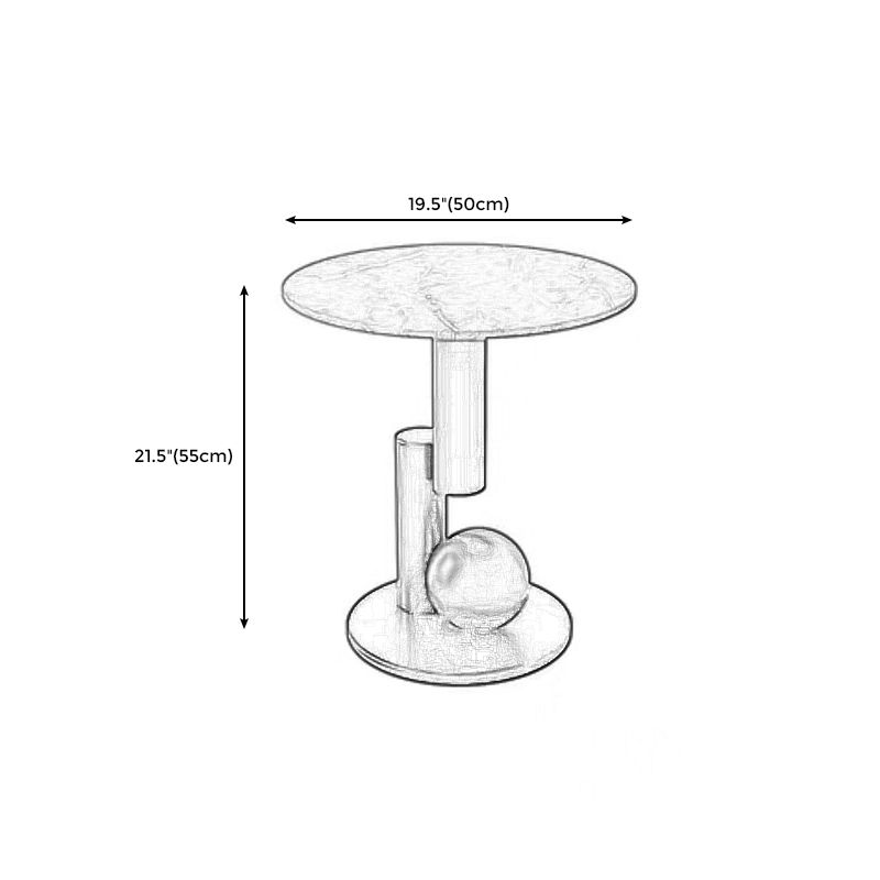 Pedestal Base Design Rock Slab Table Top Black Gold/grey/white Round Side Table