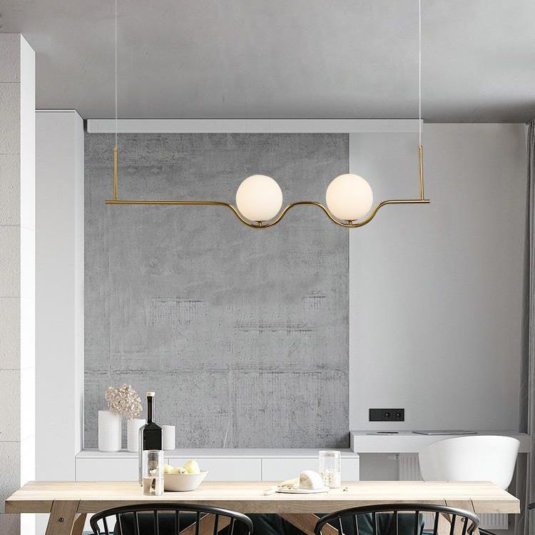 2-Light Golden Ceiling Light Contemporary Kitchen Island Lighting for Foyer