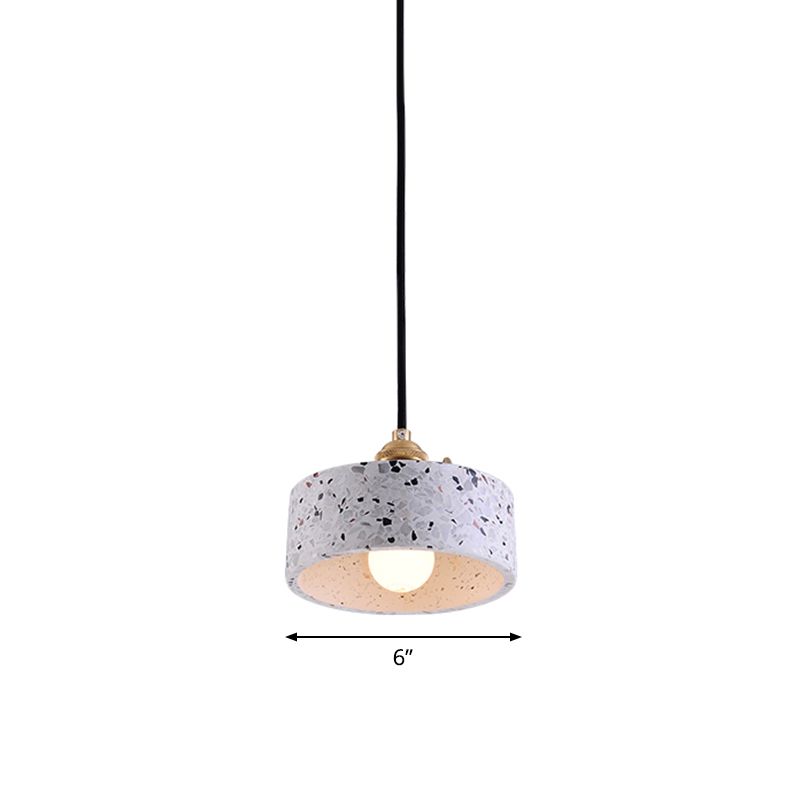 Round Bedside Hanging Light Fixture Terrazzo Single Simplicity Pendant Lamp with Rotary Switch
