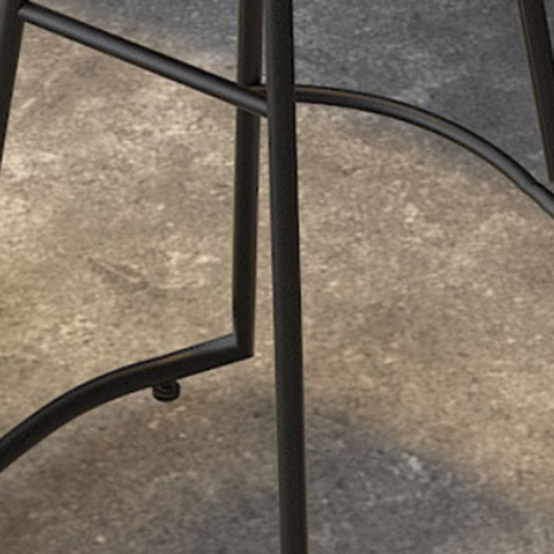 Modern Armless Backless Counter Stool Iron Bar Stool with Wooden Seat for Bar