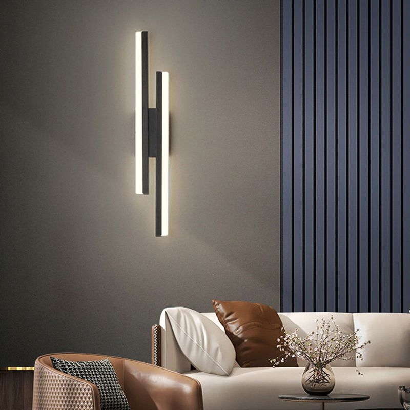 Modernism Golden/Black 2-Light Wall Mounted Sconce Linear LED Wall Light