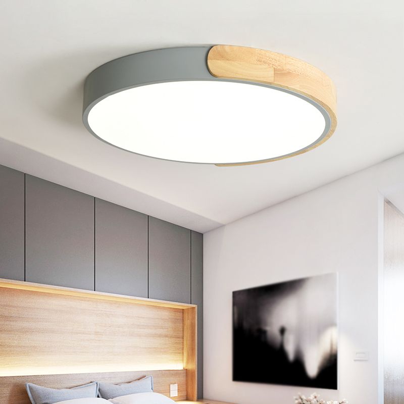 Round Shape LED Ceiling Lamp Macaroon Modern Simple Style Iron 1 Light Flush Mount for Corridor