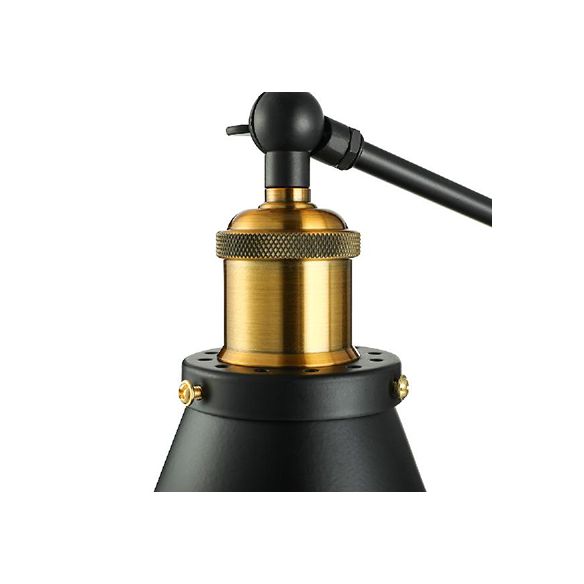 Cone de cono rotativo enchufe en una lámpara de apliques con cable enchufable estilo industrial de 1 cabezal luz de pared de dormitorio en negro
