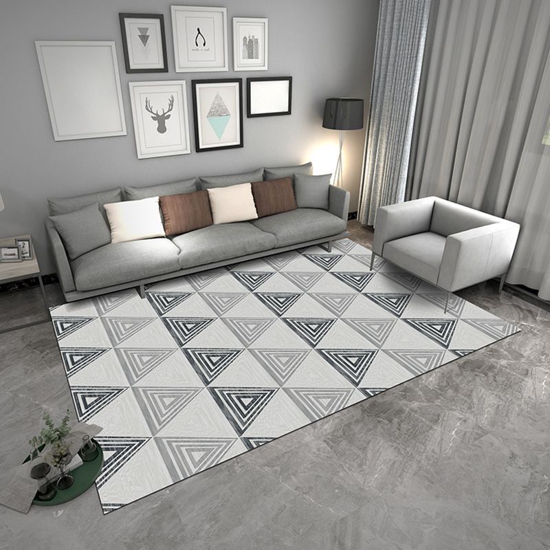 Contemporary Geometric Rug Multicolor Polyster Area Carpet Pet Friendly Non-Slip Indoor Rug for Parlor