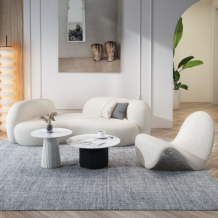 Beige Contemporary Standard Armless Sofa Curved Sofa for Living Room, Apartment