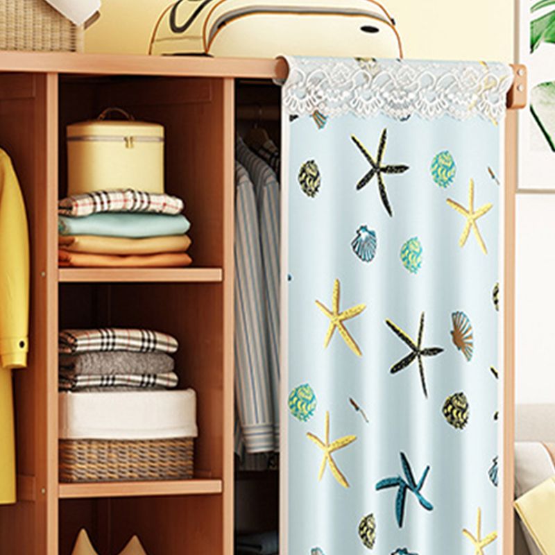 Modern Solid Wood Wardrobe for Home Brown Cabinet with Shelves