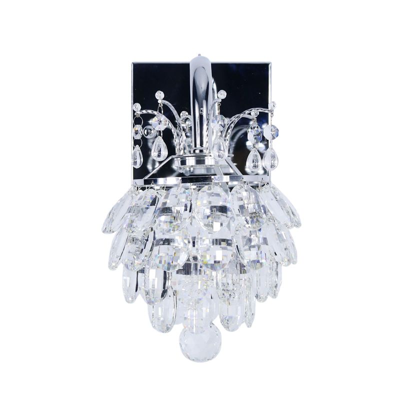 Crystal Artichoke Wall Light Fixture Modern Style Bedside LED Sconce Lamp in Chrome