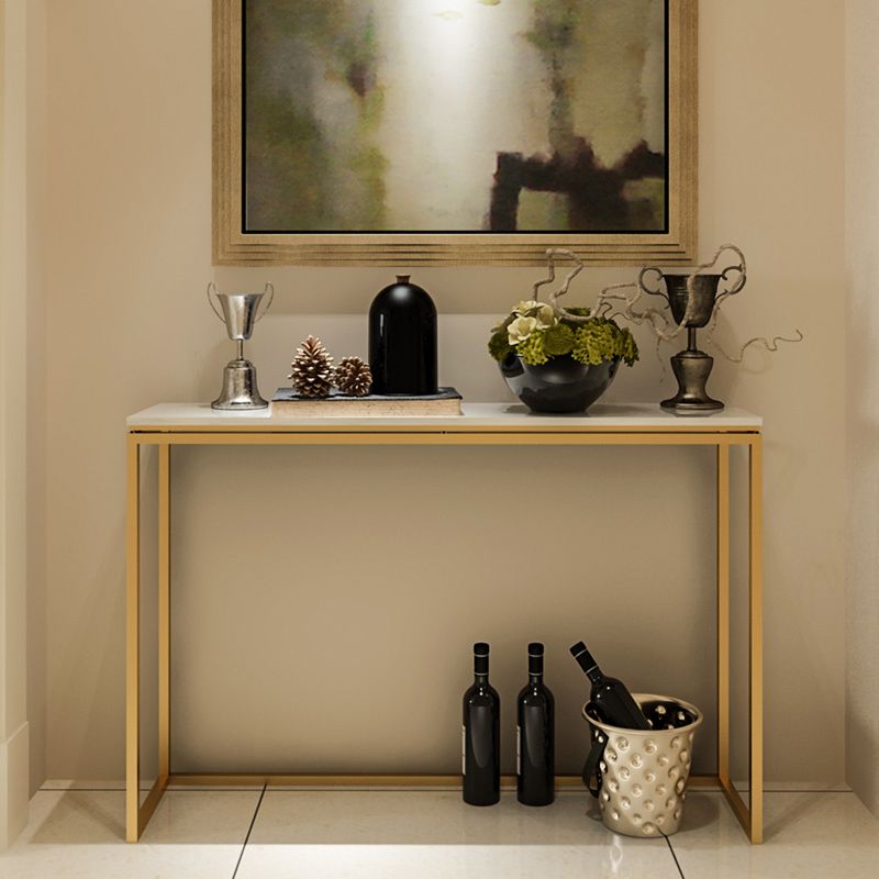 Glam Rectangle Console Table with White Marble Sofa Table,30"