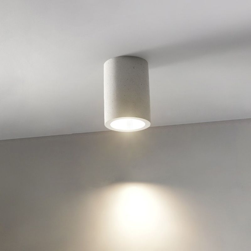 Modern LED Ceiling Flush Cylinder Black / White Cement Flush Mount