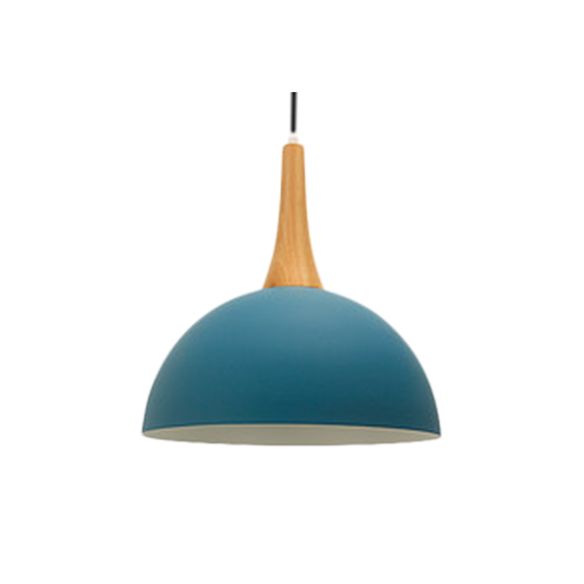 Bowl Shade Living Room Hanging Lamp Aluminum Single Bulb Macaron Dark Blue/Light Blue/Pink Pendant Lighting