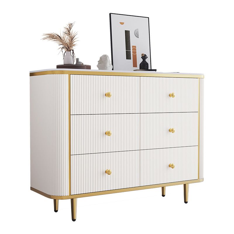 Stone Storage Chest Bedroom Glam Chest in White with Drawers