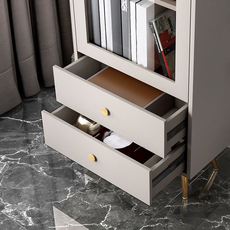 Modern Standard Bookshelf Drawers Included Engineered Wood Bookcase with Doors