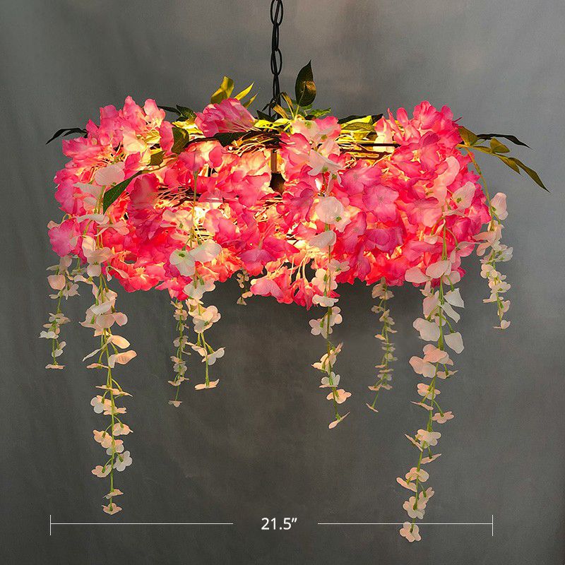 3-Bulb Runde hängende Lampen-Dachboden-Metall-Pendelleuchte mit falschen Blumen für das Restaurant