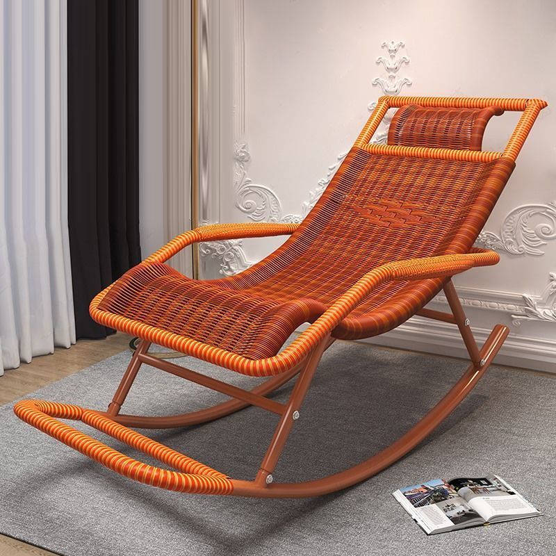 Contemporary Wicker Rocker Chair Woven Rope Rocking Chair for Living Room