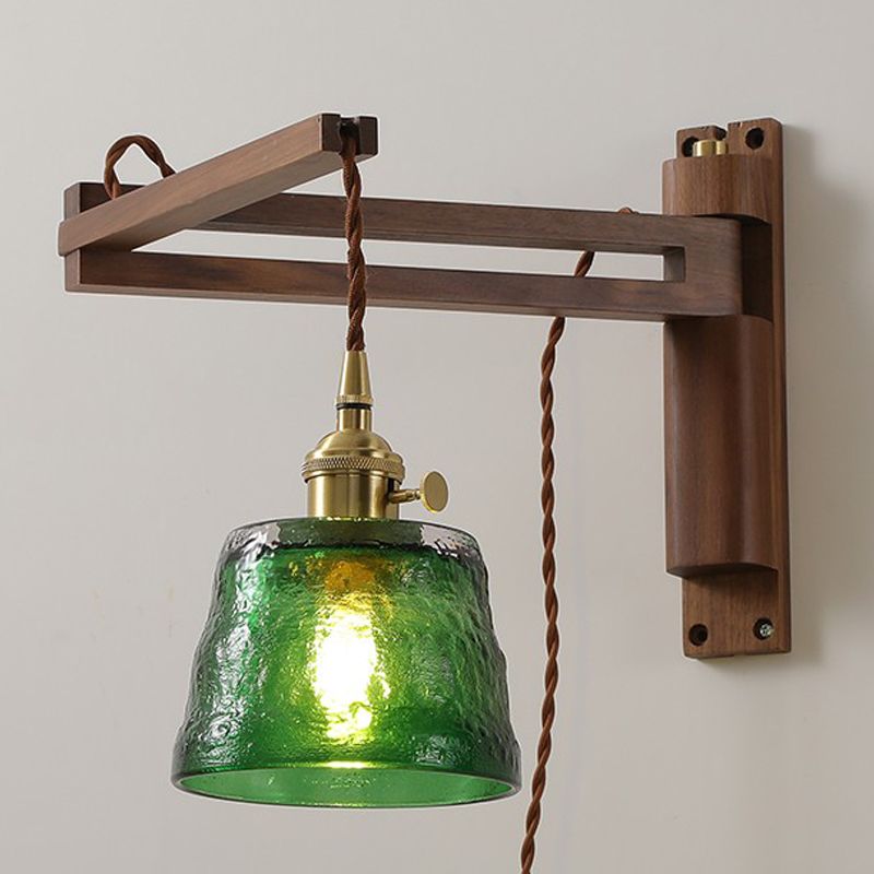 Modern Style Cylinder Sconce Light Fixtures Wood 1 Light Wall Mounted Lighting