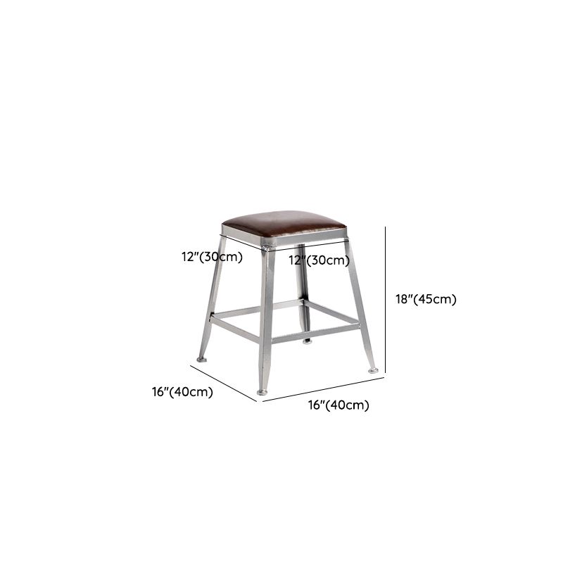 Faux Leather Dining Stools Armless Bar Stools with Metal Base