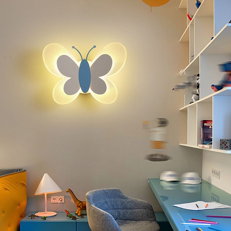 Pink/Blue Wall Light Contemporary Butterfly Lighting for Living Room