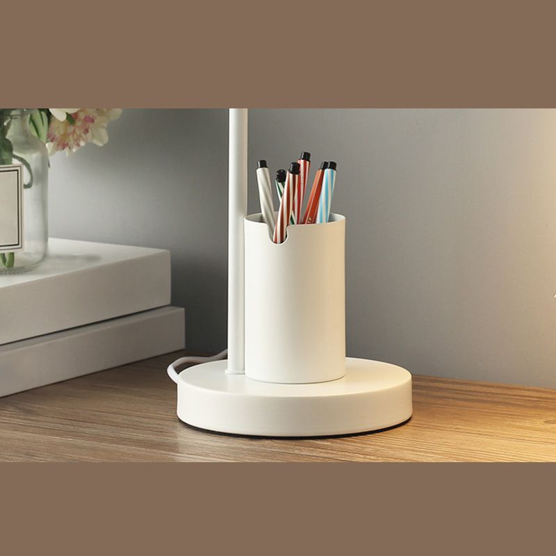 Lampada da tavolo a cupola allungata in metallo Macaron Lampada da studio girevole a 1 luce con portapenne