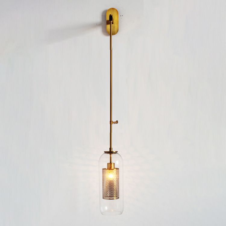 Cylindrical Flush Mount Wall Sconce Modern 1-Light Wall Sconce Lights with Clear Glass Shade