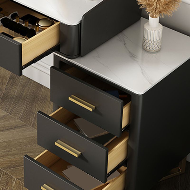 Black/White Make-up Vanity Luxurious Stone Top Dressing Table