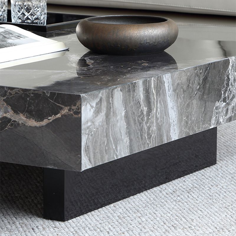 Contemporary Stone Coffee Table Rectangle Sled Coffee Cocktail Table