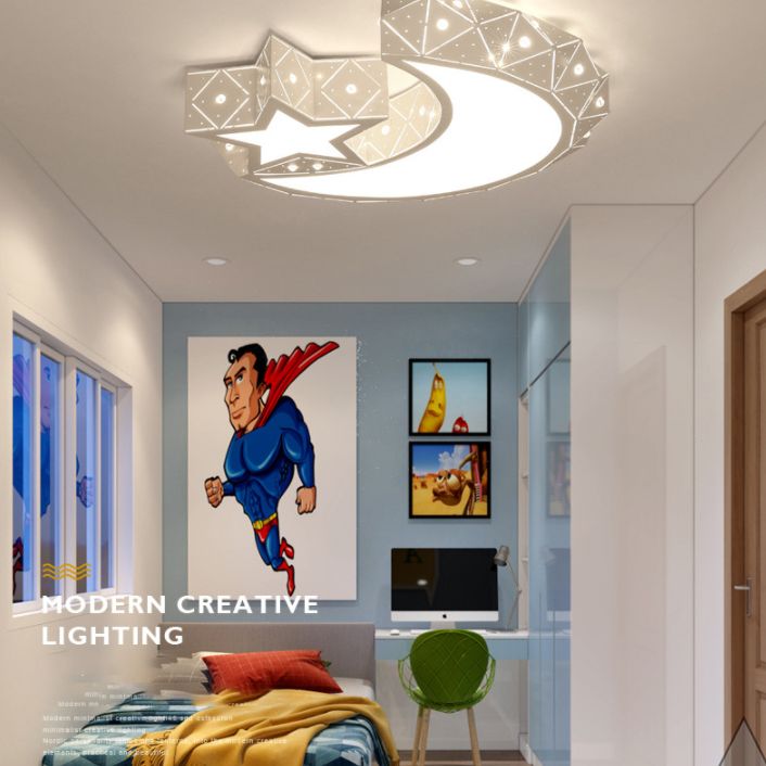 Moon And Star Flush Mount Ceiling Light 1 Light Acrylic Modern Flush Mount Ceiling Light for Bedroom