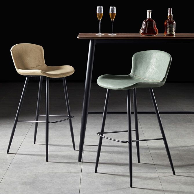 Scandinavian Bucket Backless Stool Leather Upholstered Counter Stool