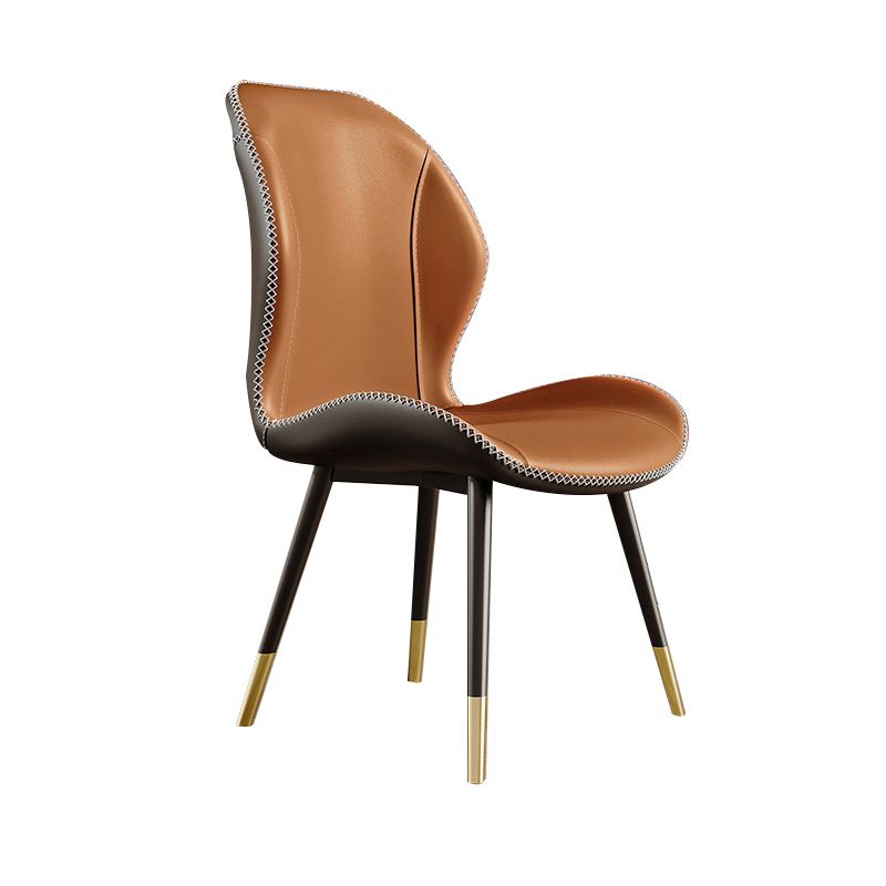 Glam Style Chair Leather Wingback Dining Chair for Kitchen Use