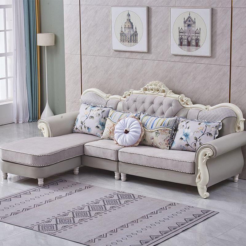 68" Wide French Country Sectional Sofa Leather Sleeper Sectional