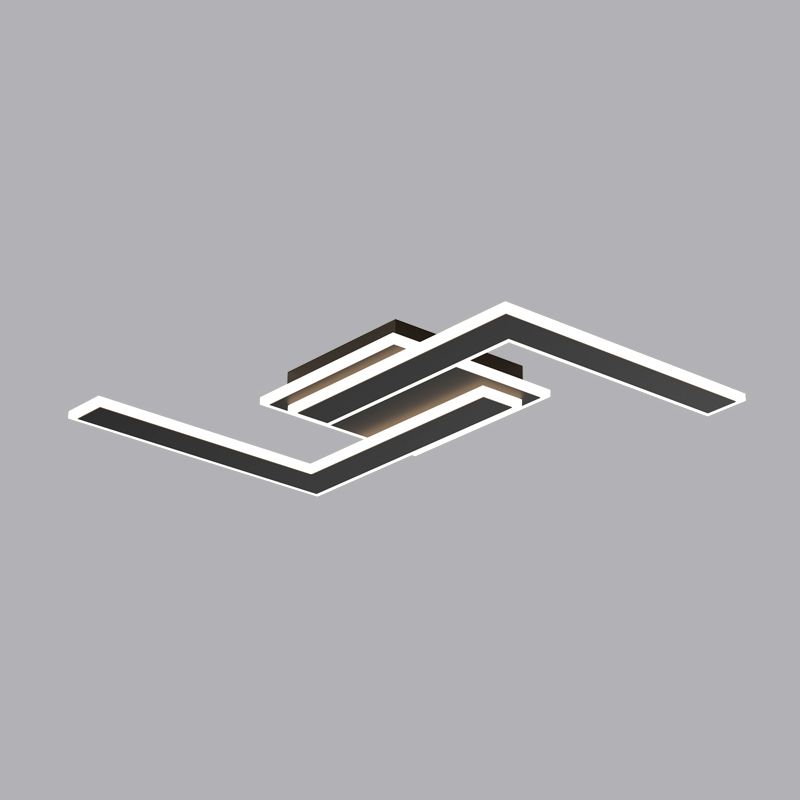 Modern LED Metal Flush Mount Linear Shape Ceiling Light with Acrylic Shade for Living Room