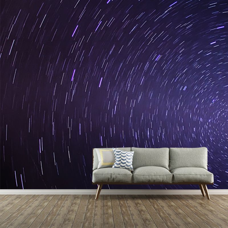 Huge Night Sky Wallpaper Mural Washable Modern Living Room Wall Covering in Blue-Purple