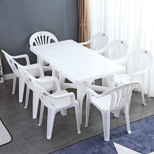 Modern Style Geometric Courtyard Table Plastic Waterproof Outdoor Table