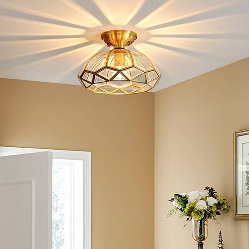 Ceiling Mount Light American Country Style Semi Flush Mount Ceiling Light for Aisle Corridor