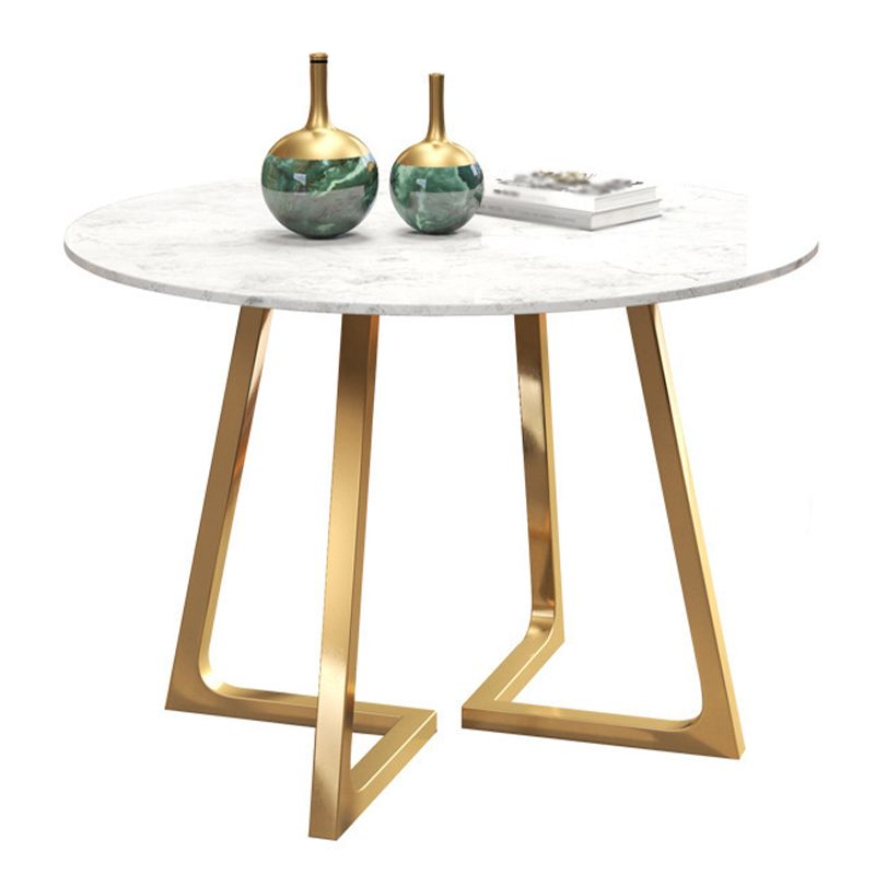 Glam Style Stone Table for Restaurant Round Table with Gold Pedestal