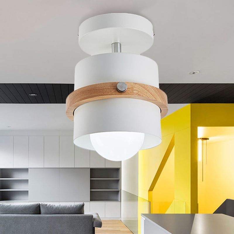 Undertint cilinderinbouwplafondlamp draaibaar 1-lichts Macaron Loft metalen plafondlamp voor gang