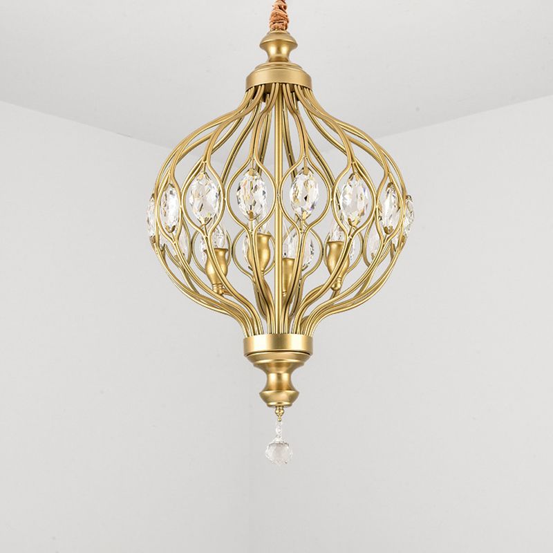 European Style Chandelier Light Crystal Metal Multi Head Pendant Light for Sitting Room