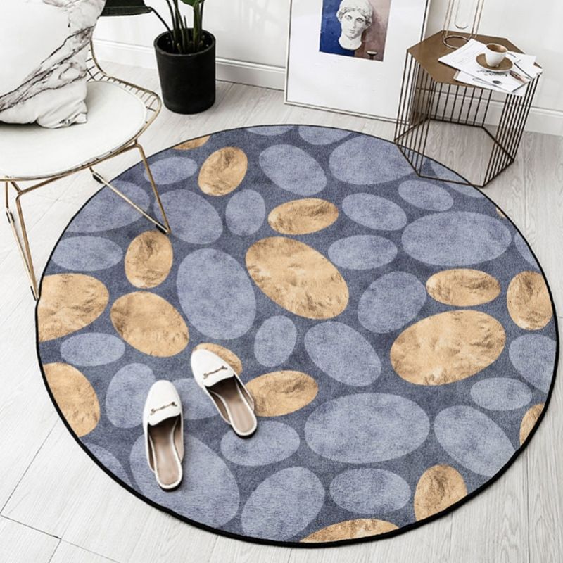 Bold Round Carpet Modern Abstract Carpet Washable Polyester Rug with Non-Slip Backing