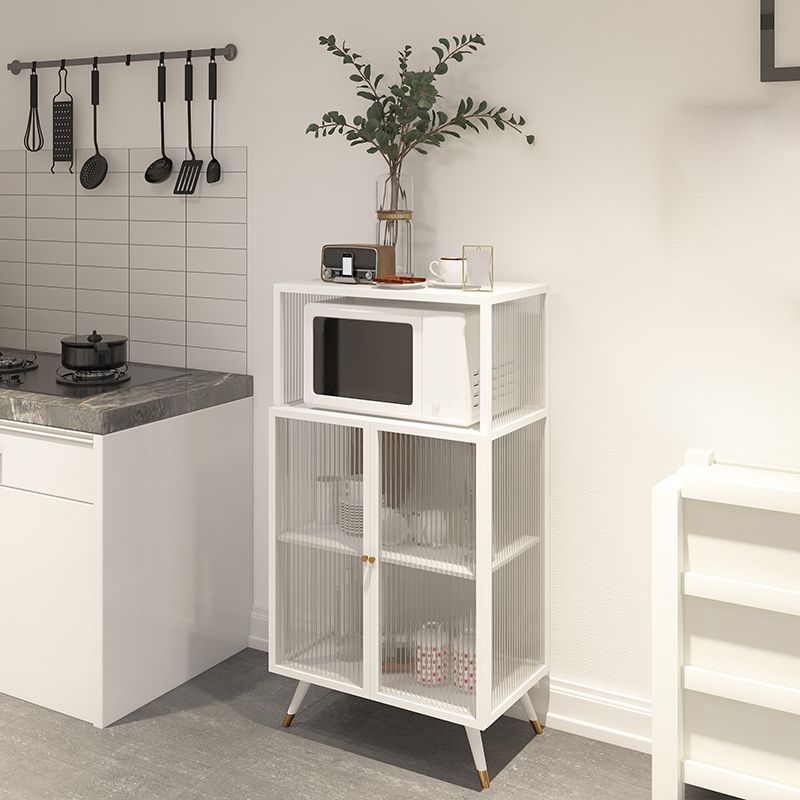 Contemporary Curio Cabinet Metal Glass Doors Display Stand for Dining Room