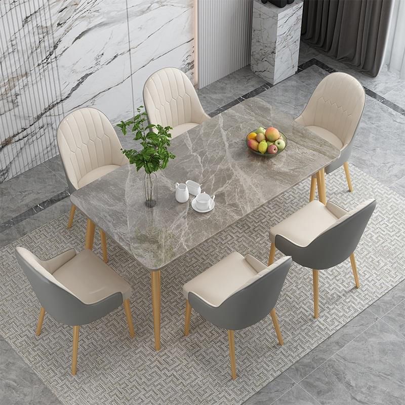 1/2/5/7 Pieces Nordic Dining Set Rectangle Stone Dining Table for Dining Room