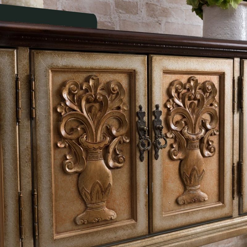 36.6" Tall Wood 3- Door Accent Cabinet, Industrial Cabinet, Distressed Wood