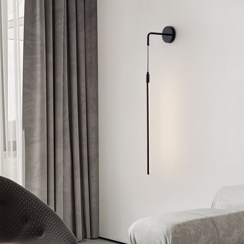 Metal Shade Wall Lamp Modern Style Black/Gold Shape Wall Mounted Lighting for Bedroom