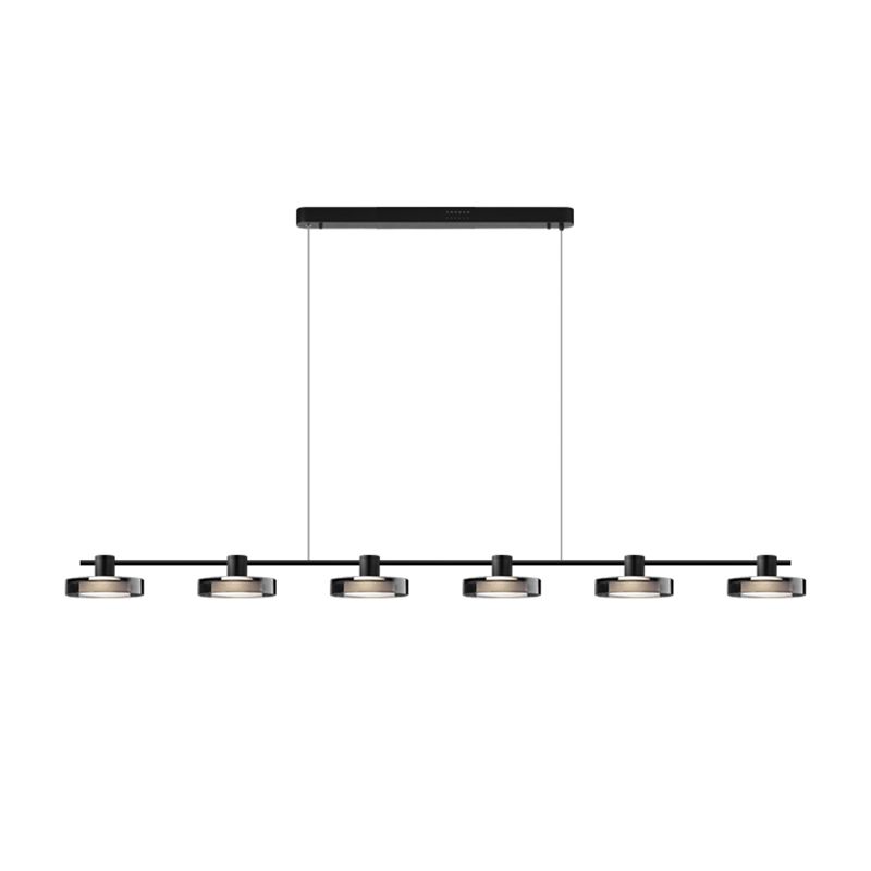 Metal and Glass Kitchen Island Lighting in Black Modern LED Ceiling Pendant