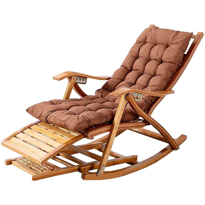Brown Modern Rocker Chair Wood Reclining Rocking Chair with Tufted