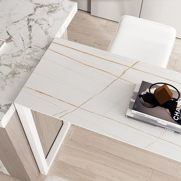 Industrial 41.3"H Bar Table Faux Marble White Top Specialty Bistro Table