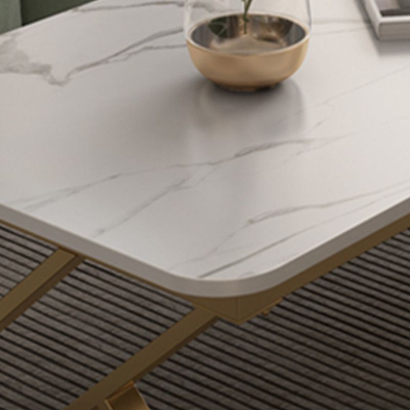 Luxurious 17.72" H Coffee Table in Grey/White Rectangular Stone Cocktail Table