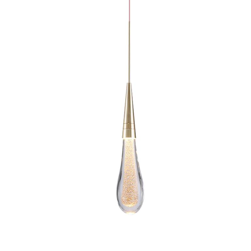 1 Light Bubble Crystal Ceiling Lamp Modern Brass Droplet Living Room LED Pendant Light