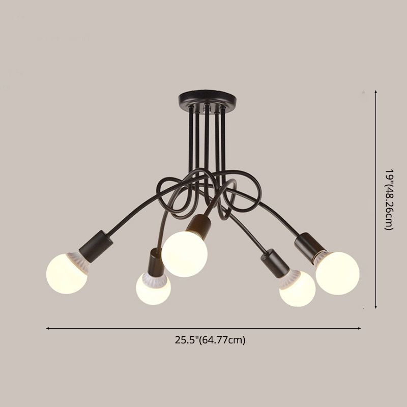 Bundle Industrial Vintage Ceiling Light Wrought Iron Flush Mount for Living Room