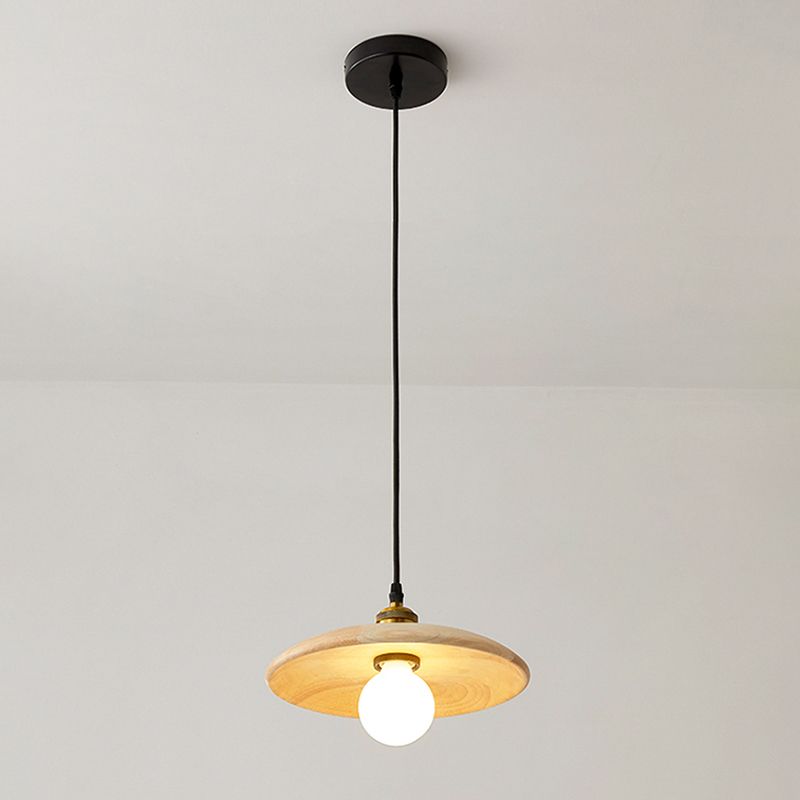 Wooden Circle Suspension Pendant Light Contemporary Style Wood Pendant Ceiling Light