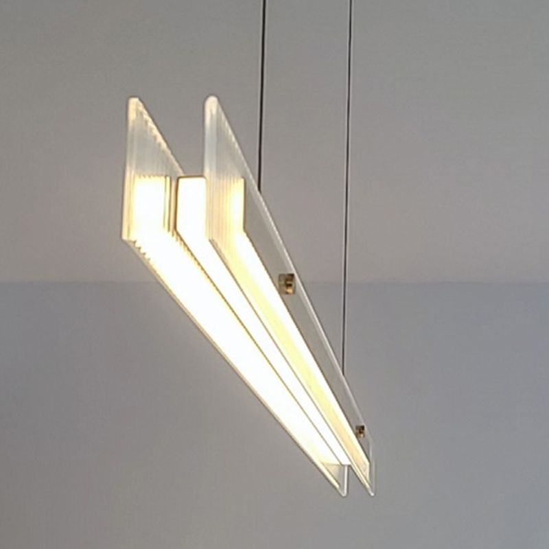 1 Light Glass Linear Hanging Lamp Kit Modern Hanging Island Lights